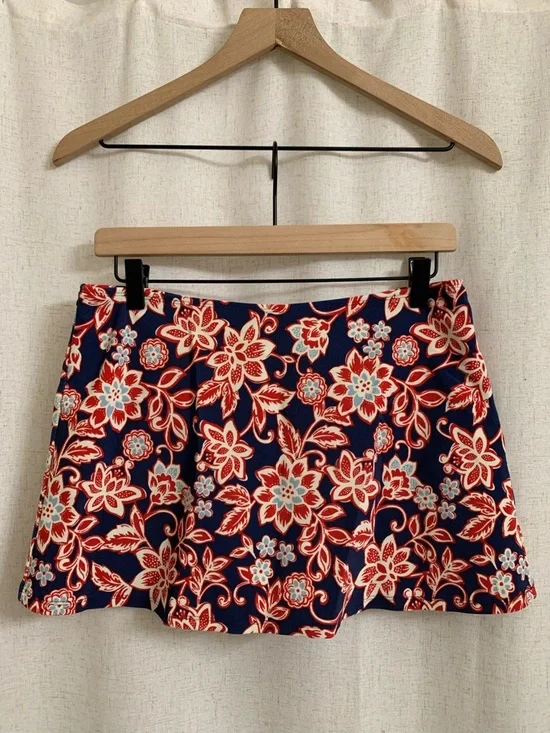 L.L. Bean UPF 50+ Floral Red White Blue Shaping Swim Skirt With Bikini Bottom 12 - Picture 2 of 8
